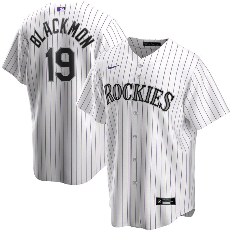 2020 MLB Men Colorado Rockies 19 Charlie Blackmon Nike White Home 2020 Replica Player Jersey 1